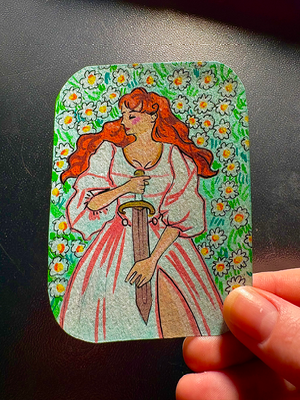 Laying In a Field of Flowers aceo art card thumbnail 3
