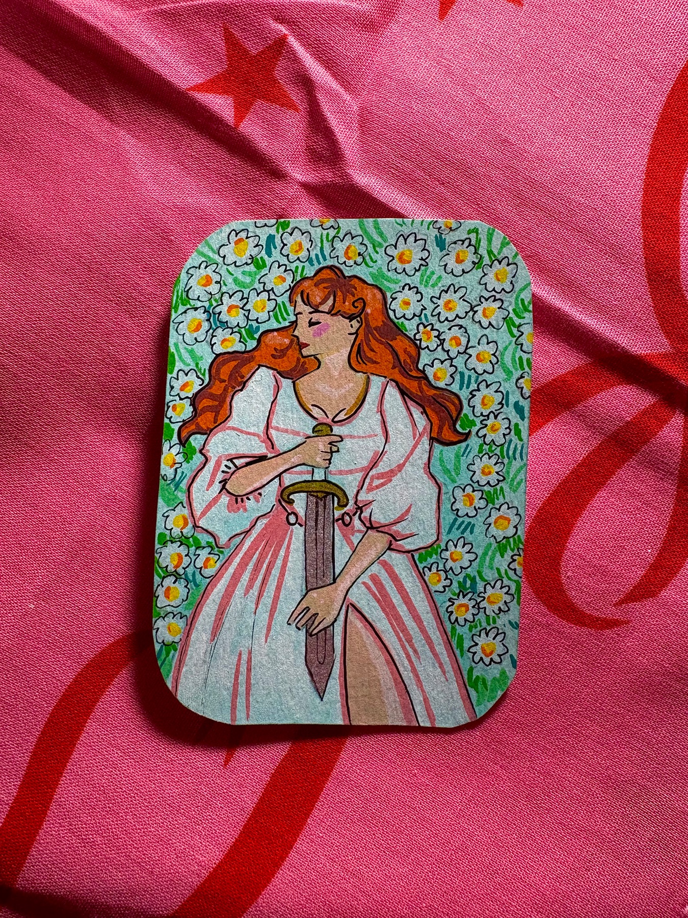 Laying In a Field of Flowers aceo art card