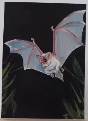 Edge of Night-Bat ACEO Original Painting aceo art card thumbnail 1