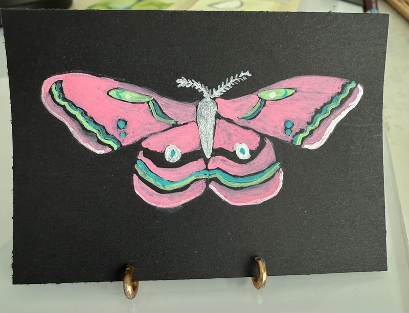 Pink Moth aceo art card
