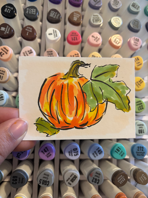 “Fall Pumpkin” aceo art card thumbnail 2