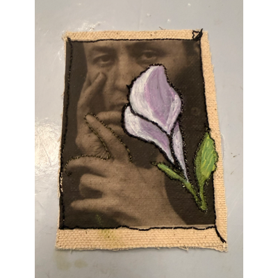 Original Hand-Stitched Textile ACEO - Iris After They Left - ATL-0001 aceo art card thumbnail 1