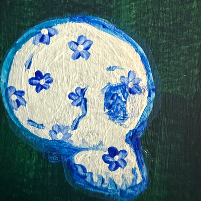 Original Skull ACEO | Blue Skulls Vol. 1 #3/3 aceo art card thumbnail 3