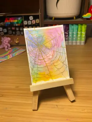Spiderweb in Gold aceo art card thumbnail 5