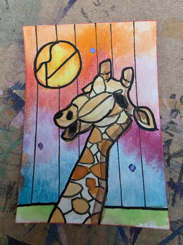Gigglin Giraffe aceo art card