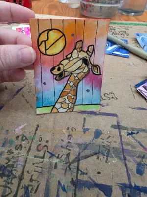 Gigglin Giraffe aceo art card thumbnail 2