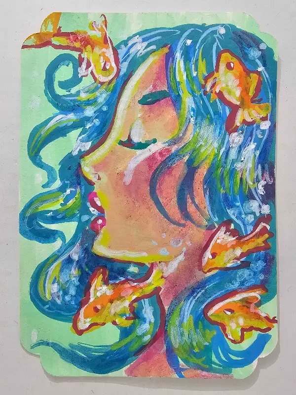 Gulping Goldfish aceo art card
