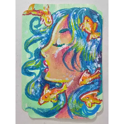 Gulping Goldfish aceo art card thumbnail 1