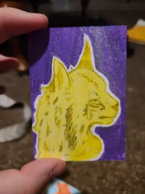Rainbow Animals- Lynx aceo art card thumbnail 1