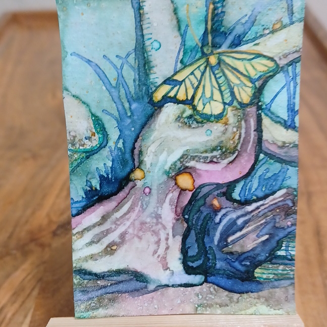 Butterfly Log aceo art card
