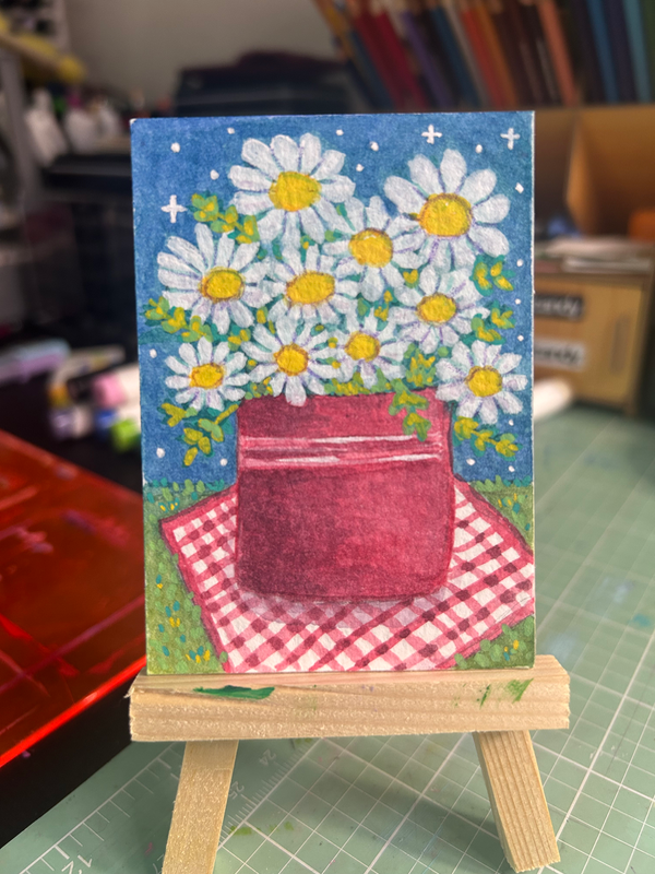 White Daisies aceo art card