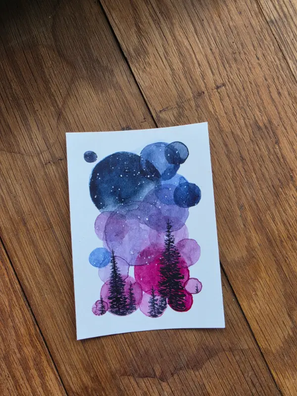 Geometric Forest aceo art card