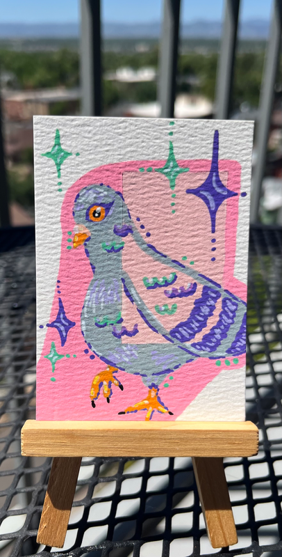 Pigeon Pizzazz aceo art card