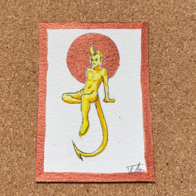 Tiefling Pin-up aceo art card thumbnail 1