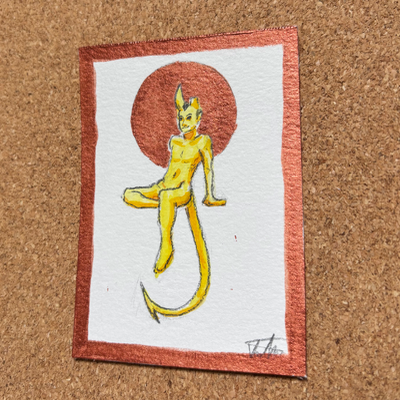 Tiefling Pin-up aceo art card thumbnail 2
