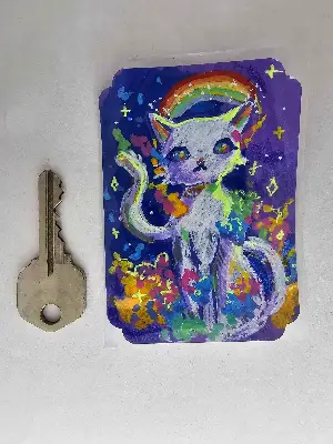 Rainbow Kitty aceo art card thumbnail 2