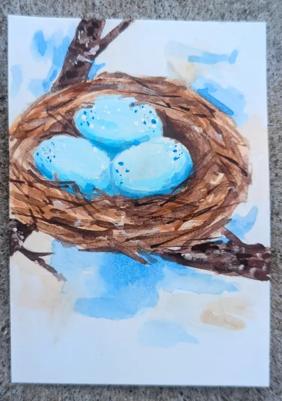 Bird's Nest aceo art card