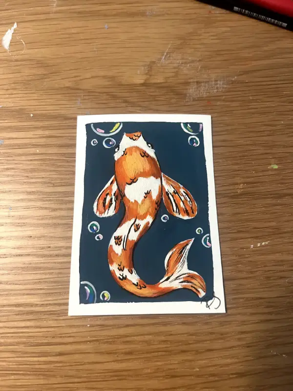 Swimming Koi aceo art card