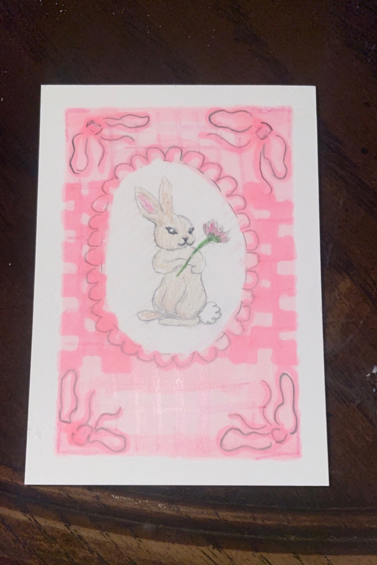 Vintage Coquette Rabbit aceo art card