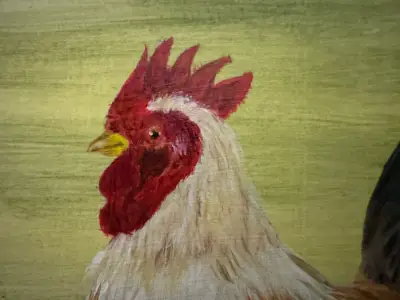 ACEO Original Acrylic "Rooster Portrait" Trading Card aceo art card thumbnail 2