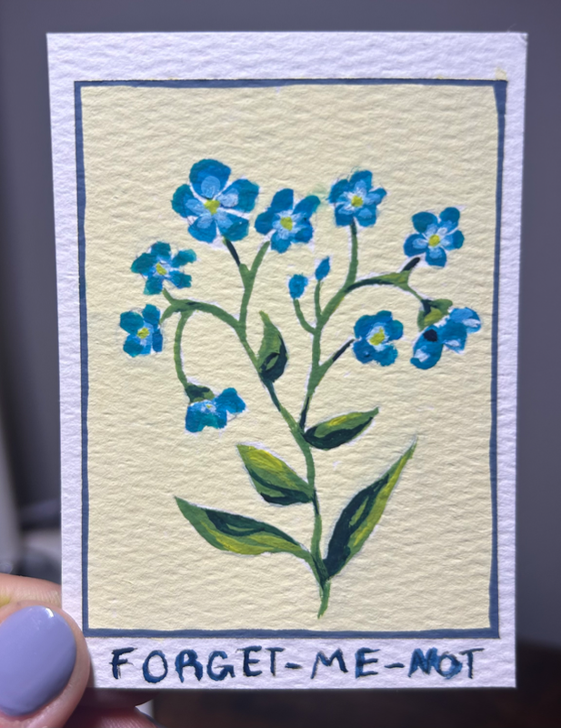 forget me not aceo art card