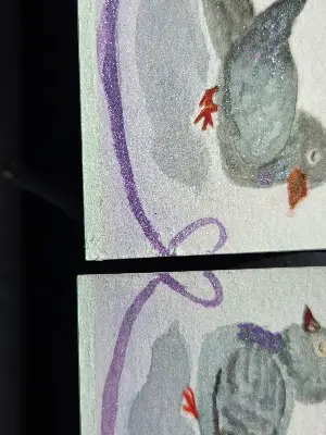 Lavender and Lilac Pigeons (Lovebirds #5) aceo art card thumbnail 2