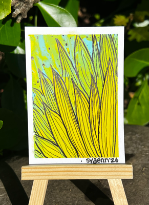 Sunflower aceo art card thumbnail 1