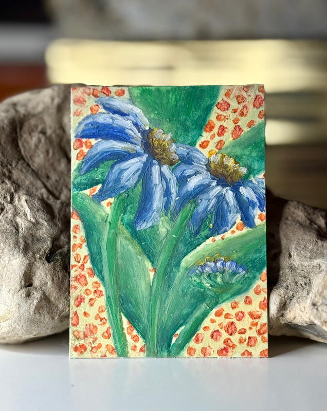 Blooming in Blue aceo art card