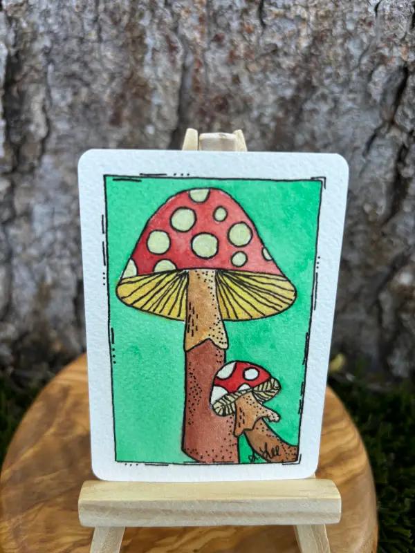 Mone and Ceci Fungi aceo art card