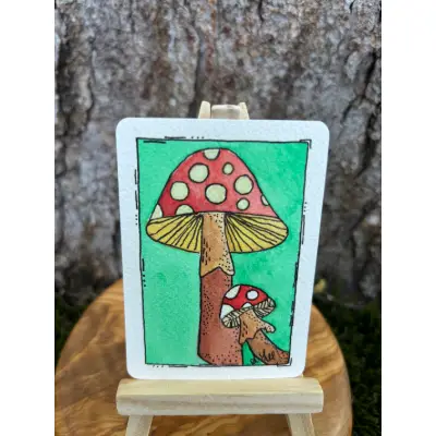 Mone and Ceci Fungi aceo art card thumbnail 1