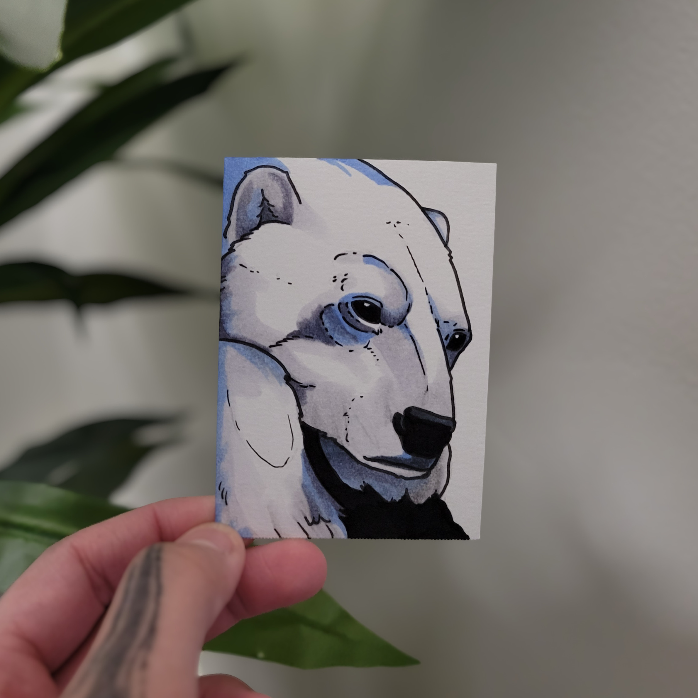 The Lonely Polar Bear aceo art card