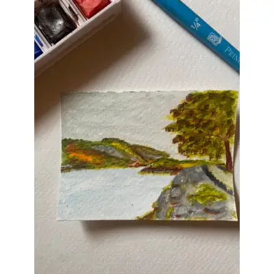 View from the Hudson River aceo art card thumbnail 1