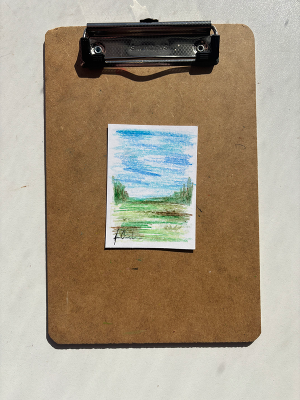 “Crayon Landscape” aceo art card