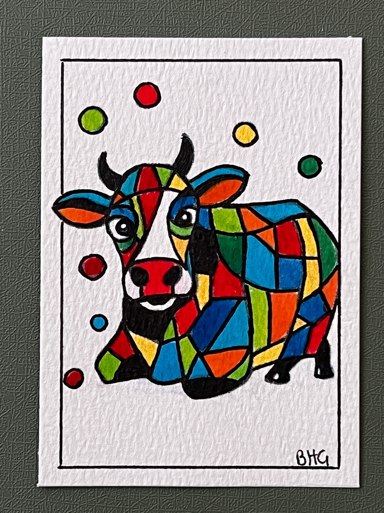 Happy Cow #3 aceo art card