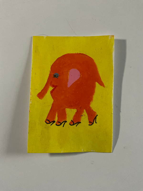 Elephant (orange) aceo art card