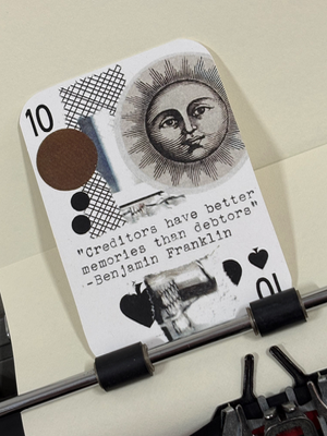 Sun Ben Franklin quote micro collage print by Mazerzine aceo art card thumbnail 2