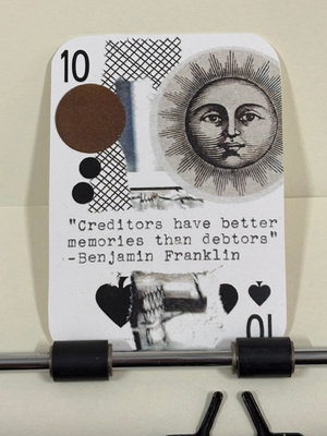 Sun Ben Franklin quote micro collage print by Mazerzine aceo art card thumbnail 1