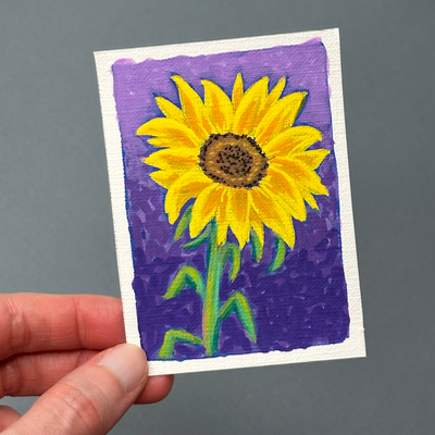 Sunflower aceo art card thumbnail 2