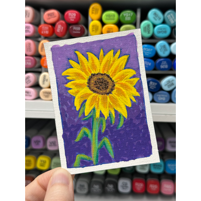 Sunflower aceo art card thumbnail 1