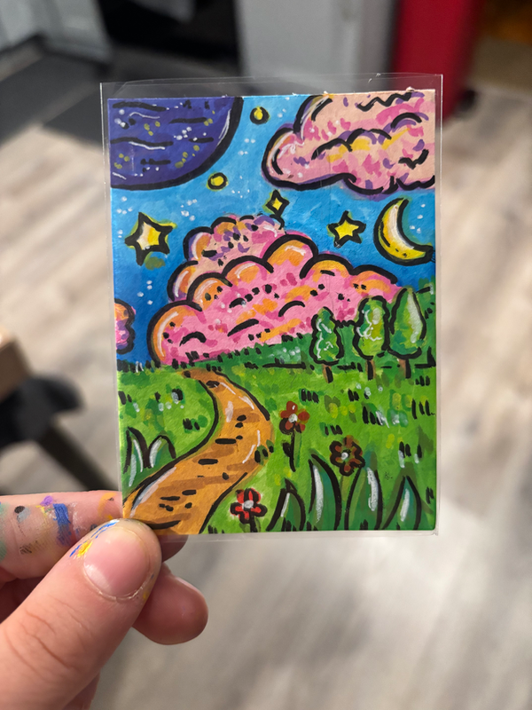 Space in the Clouds aceo art card