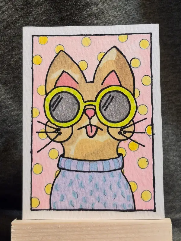 Cool Cat no1 aceo art card