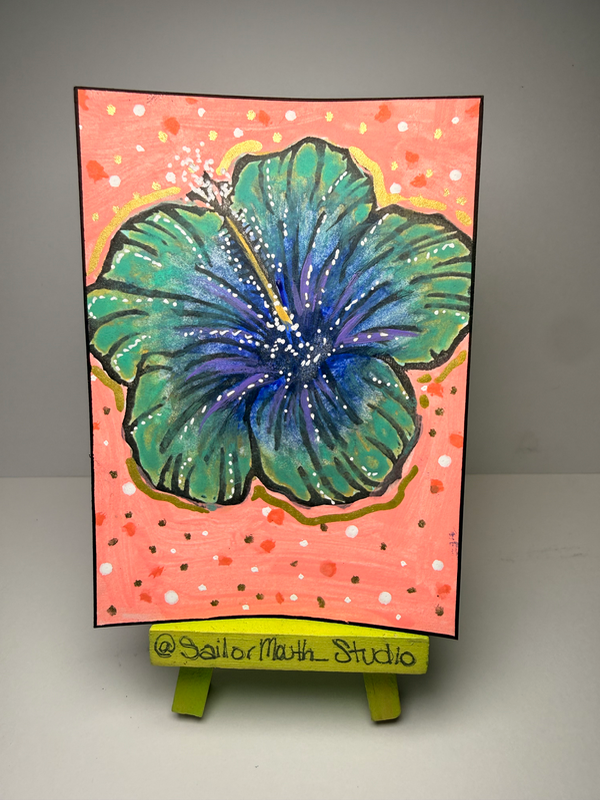 Blue Hibiscus aceo art card