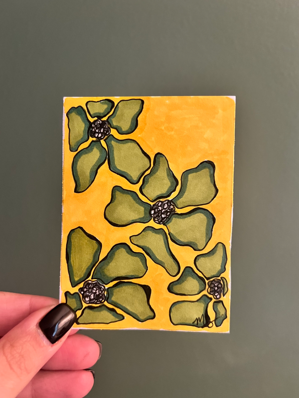 Melting Flowers- Zinnias aceo art card