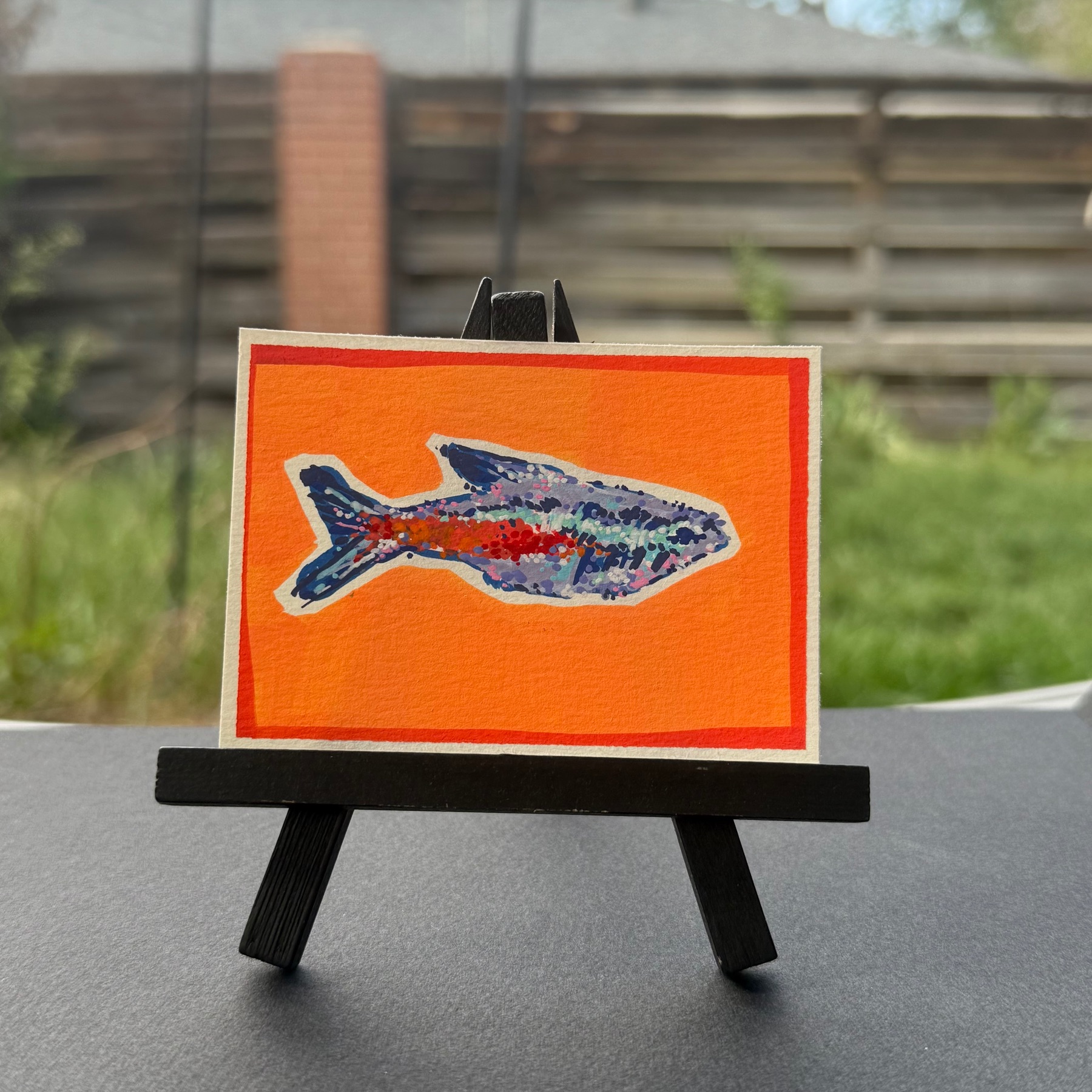 neon tetra aceo art card