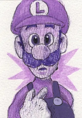 Luigi Portrait Abstract aceo art card thumbnail 2