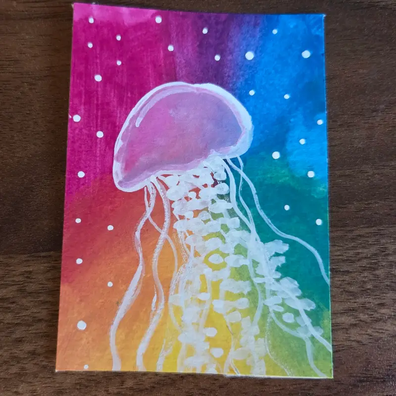 Rainbow Jelly aceo art card