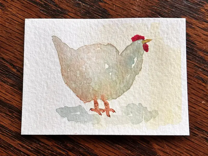 Chicken Two aceo art card