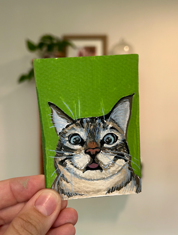 The Green Gremlin aceo art card