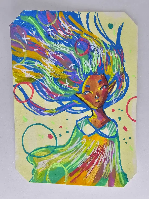 Galaxy Hair aceo art card