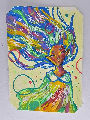 Galaxy Hair aceo art card thumbnail 1